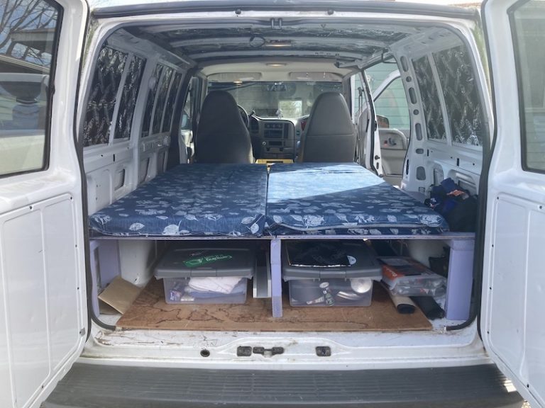mattress on top of van
