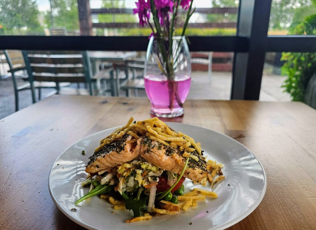 Salmon smørrebrød at the Farmhouse Cafe 