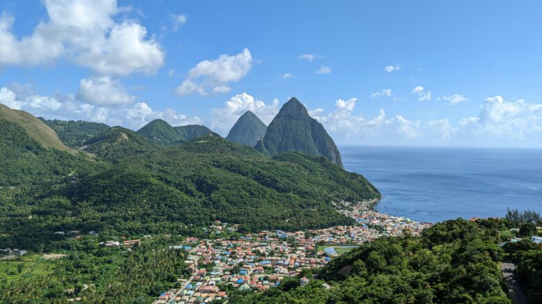 Ariel view of https://www.pexels.com/photo/aerial-view of Soufriere, Saint Lucia, and the Caribbean Sea. Photo by Tharun Gowda